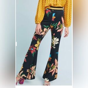 Anthropologie Farm Rio Retro Floral Calla Flared‎ Pants